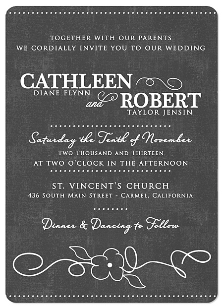 Wildflower Chalkboard Wedding Invitations